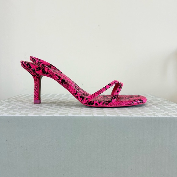 Pink Faux Snakeskin Kitten Heels - Picture 1 of 3